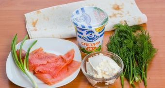 Роллы с красной рыбой и зеленью — инструкция по приготовлению, шаг 1
